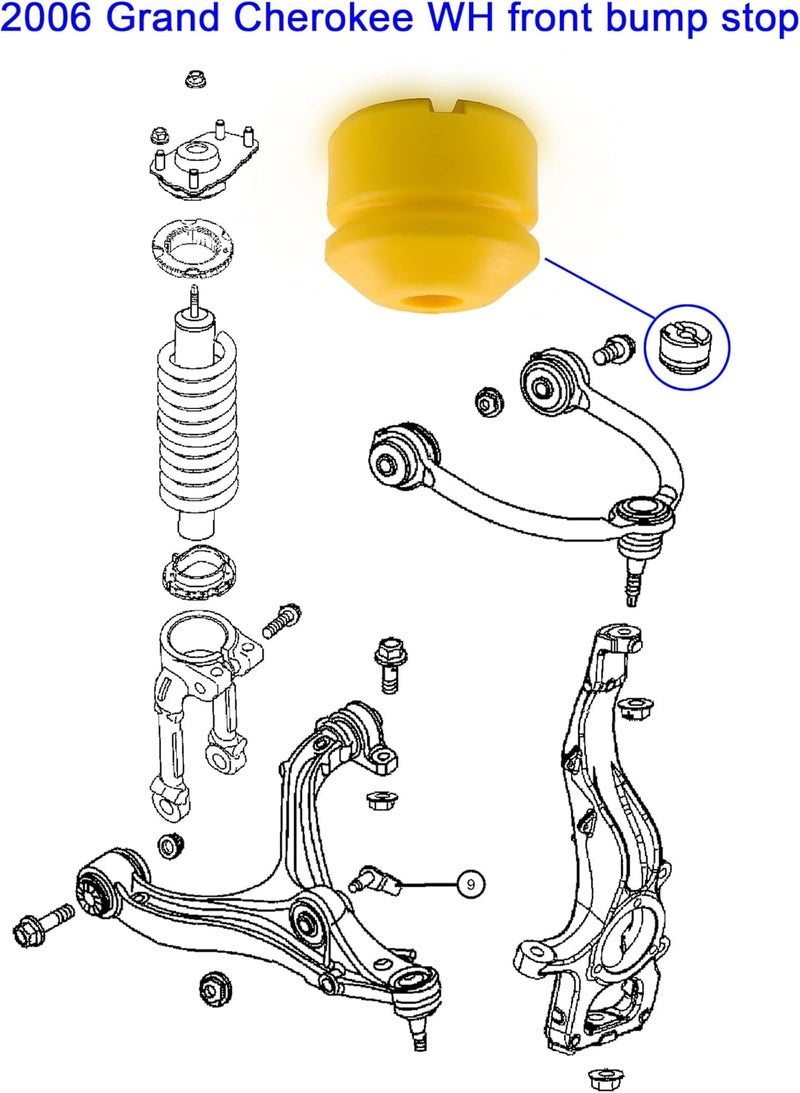 Autoacc WK Front Bump Stops Compatible with Commander XK 2006-2010, Grand Cherokee WH WK 2005-2010 Suspension (Pack of 2) - Image 4